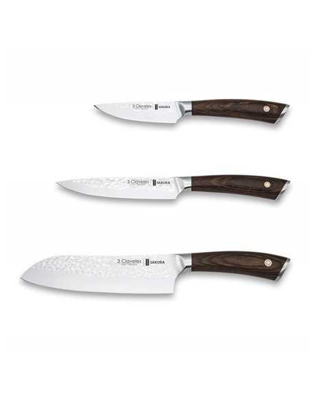 SET 3 CUCHILLOS FORJADOS SAKURA 3Claveles 1026