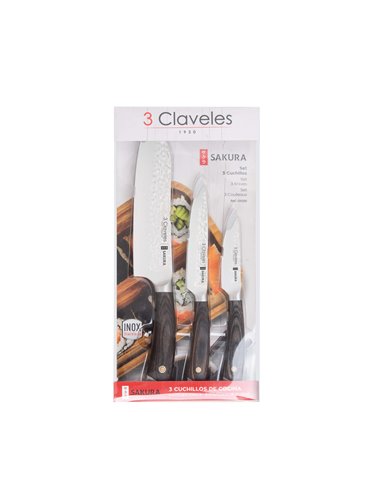 SET 3 CUCHILLOS FORJADOS SAKURA 3Claveles 1026