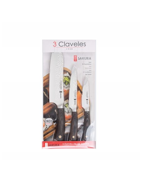 SET 3 CUCHILLOS FORJADOS SAKURA 3Claveles 1026