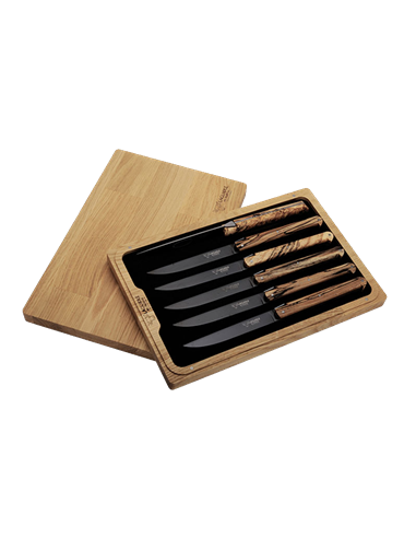 Caja de 6 cuchillos Laguiole en Aubrac Madera Ancestral 6MC99DHULN