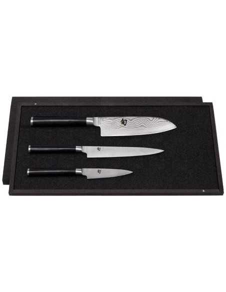 Estuche 3 cuchillos (Fileteador / Pelador / Santoku) KAI SHUN DMS-300