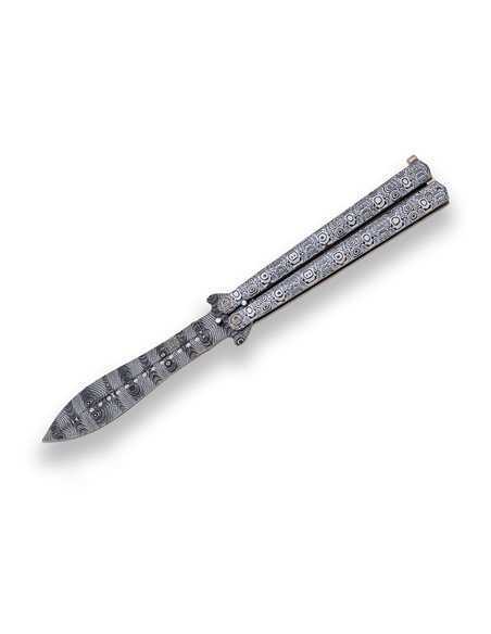 Navaja Abanico hoja de 10,5 cm 1 filo imitacion damasco