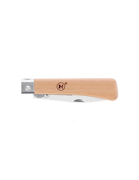 Navaja de bolsillo línea Workers con mango de madera de Haya y hoja de 78 mm con forma de punta caída. 