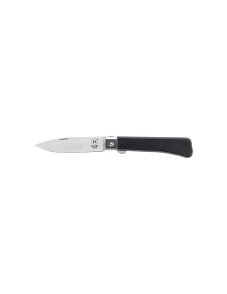 Navaja de bolsillo línea Workers con mango de madera prensada negra y hoja de 78 mm con forma de punta caída. 