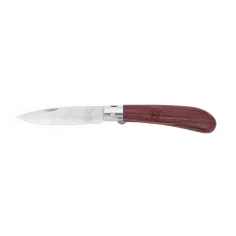 Navaja de bolsillo línea Alemana con mango de madera de Bubinga y hoja de 90 mm con forma de punta caída. 