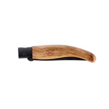 Navaja de bolsillo línea Española con mango de olivo y hoja con titanio negro de 87 mm