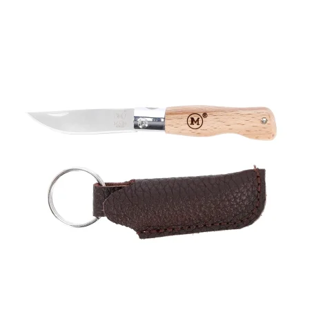 Navaja línea Mini con mango de madera de Haya y hoja de 45 mm con funda llavero