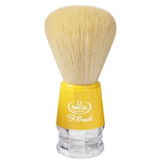 Brocha de afeitar de fibra sintética Omega S10018 S-Brush amarillo