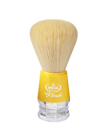 Brocha de afeitar de fibra sintética Omega S10018 S-Brush amarillo