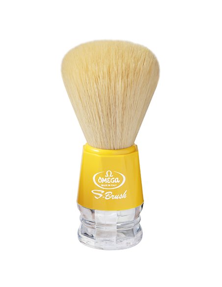Brocha de afeitar de fibra sintética Omega S10018 S-Brush amarillo