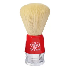 Brocha de afeitar de fibra sintética Omega S10018 S-Brush amarillo 2