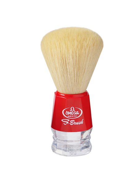 Brocha de afeitar de fibra sintética Omega S10018 S-Brush Rojo