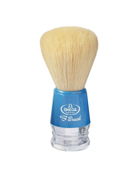 Brocha de afeitar de fibra sintética Omega S10018 S-Brush Azul