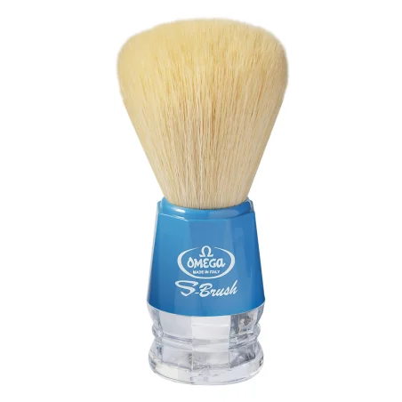Brocha de afeitar de fibra sintética Omega S10018 S-Brush Azul