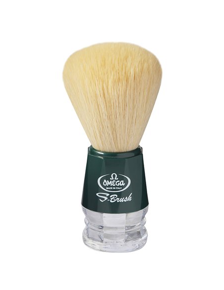 Brocha de afeitar de fibra sintética Omega S10018 S-Brush Verde