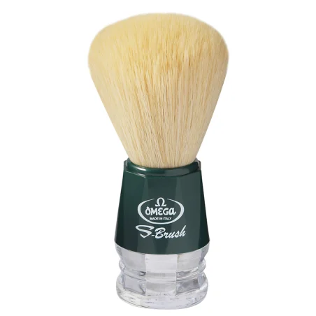 Brocha de afeitar de fibra sintética Omega S10018 S-Brush Verde