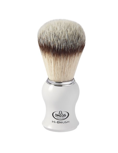 Brocha de afeitar Omega en fibra sintética Hi-Brush con mango de plástico ABS