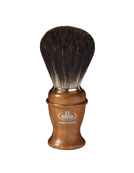 Brocha de afeitar Omega Black Badger con mango de madera de fresno