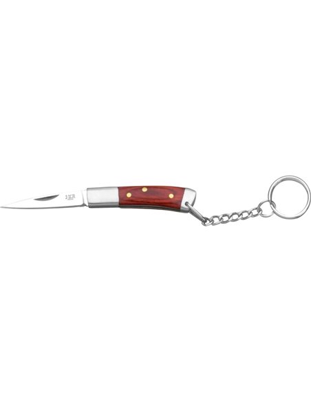 Navaja llavero JKR mango de madera roja y hoja de 4 cm