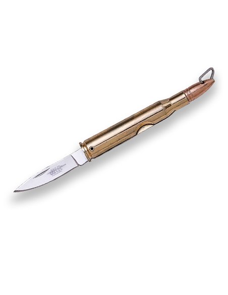 Navaja de bolsillo forma de bala hoja inox 4,4 cm y mango aluminio