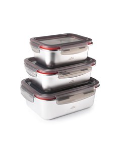 Set de 3 recipientes rectangulares Lacor Ecoinox