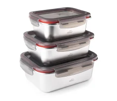 Set de 3 recipientes rectangulares Lacor Ecoinox