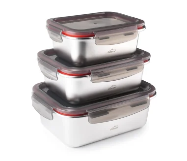 Set de 3 recipientes rectangulares Lacor Ecoinox
