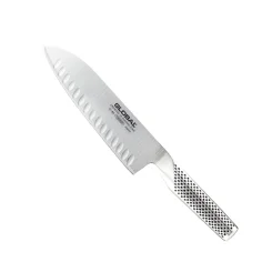 Global G-80 – Cuchillo Santoku, alveolado, 18 cm