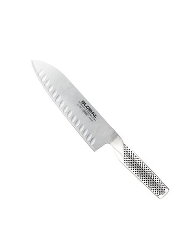 Global G-80 – Cuchillo Santoku, alveolado, 18 cm