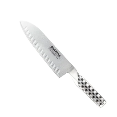 Global G-80 – Cuchillo Santoku, alveolado, 18 cm