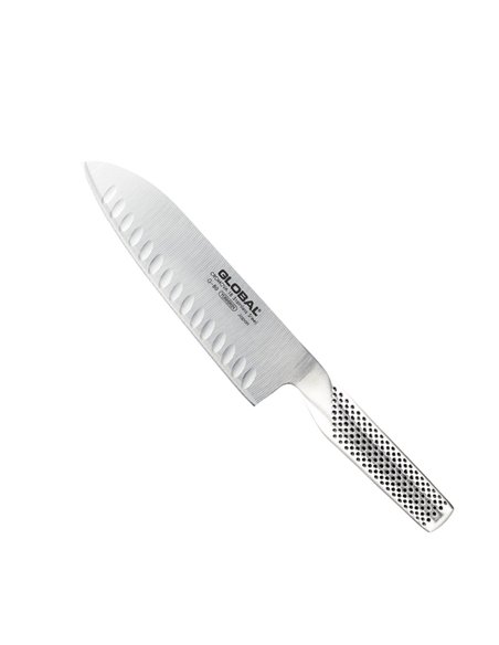 Global G-80 – Cuchillo Santoku, alveolado, 18 cm