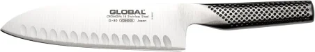 Global G-80 – Cuchillo Santoku, alveolado, 18 cm