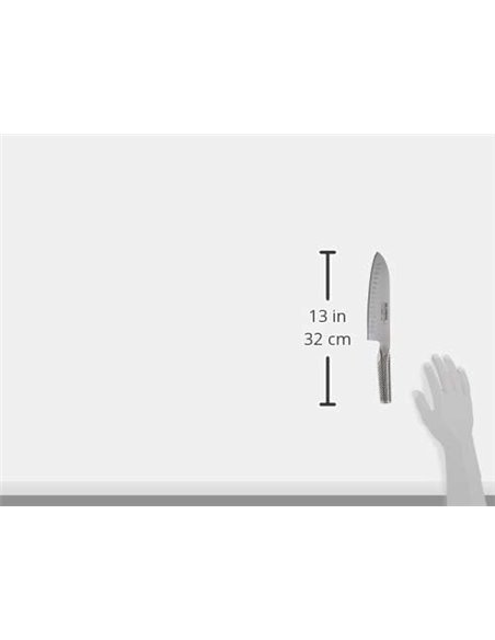 Global G-80 – Cuchillo Santoku, alveolado, 18 cm