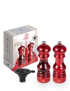 Molinillo de sal y pimienta Peugeot Podium dúo acrílico rojo 18 cm