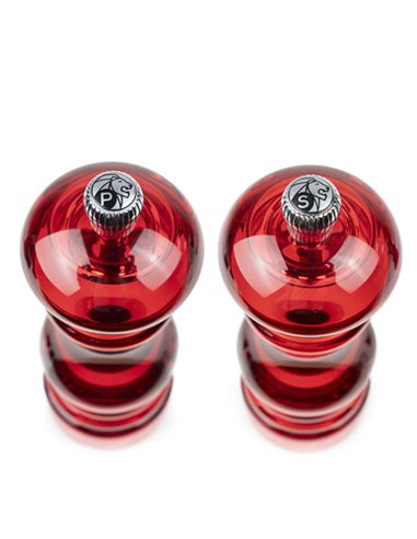 Molinillo de sal y pimienta Peugeot Podium dúo acrílico rojo 18 cm
