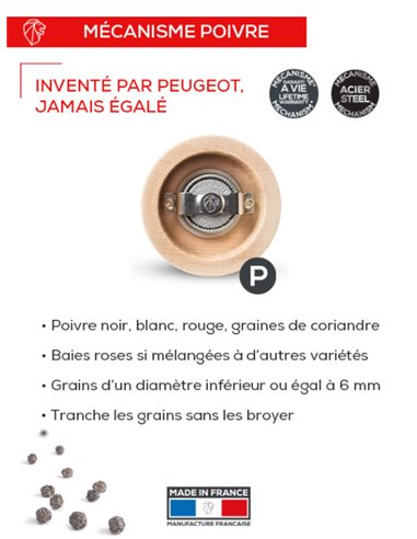 Molinillo de pimienta Peugeot Bistro Chef Shiny 10 cm – Acero inoxidable