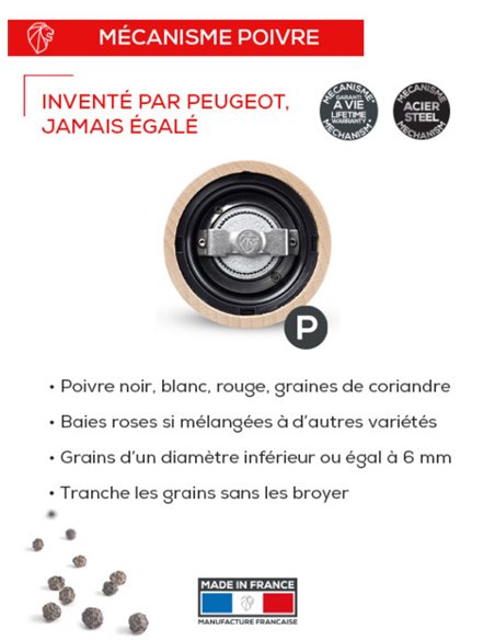 Molinillo de pimienta manual Peugeot u’Select en madera lacada, rojo pasión