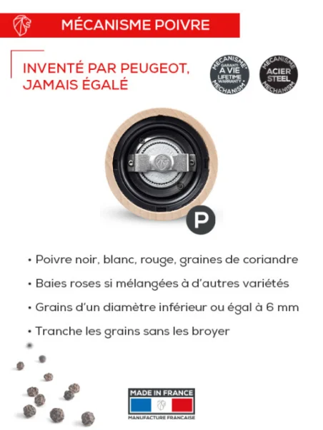Molinillo de pimienta manual Peugeot u’Select en madera lacada, rojo pasión