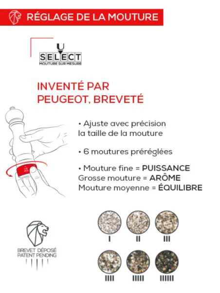 Molinillo de pimienta manual Peugeot u’Select en madera natural