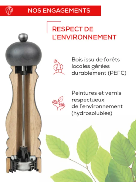 Molinillo de pimienta manual Peugeot u’Select en madera natural