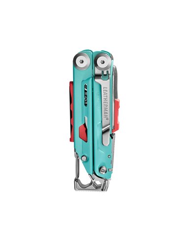 Leatherman SIGNAL, Aguamarina/Plata cerrada trasera