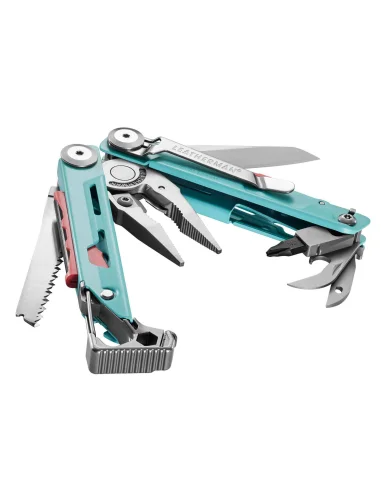 Leatherman SIGNAL, Aguamarina/Plata semi abierta