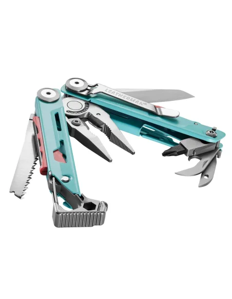 Leatherman SIGNAL, Aguamarina/Plata semi abierta