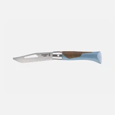 Opinel néo7 Alpine azul glaciar abierto, hoja dentada de 8 cm para uso alpino