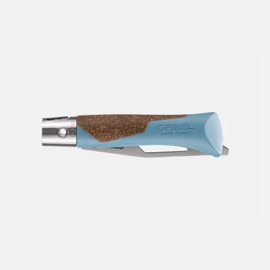 Opinel néo7 Alpine azul glaciar cerrado, mango de polipropileno y corcho