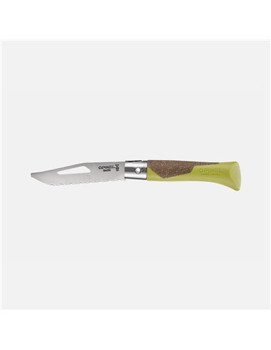 Opinel néo7 Alpine color tilo abierto, hoja dentada de 8 cm para actividades alpinas
