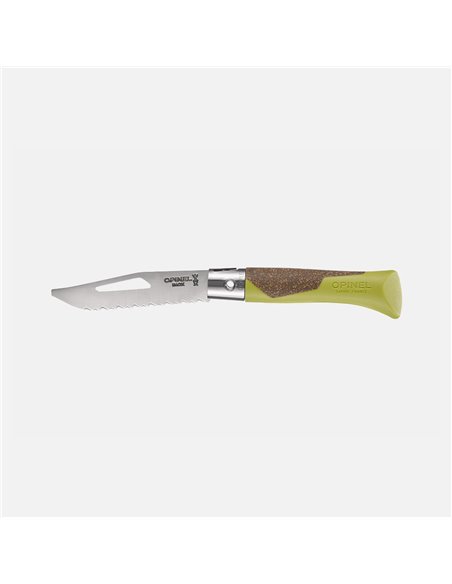 Opinel néo7 Alpine color tilo abierto, hoja dentada de 8 cm para actividades alpinas