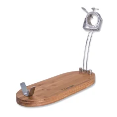 Soporte Jamonero Giratorio Plegable 3 Claveles – Bambú y Acero Inoxidable