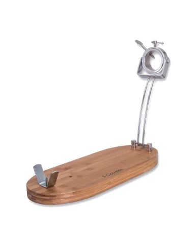 Soporte Jamonero Giratorio Plegable 3 Claveles – Bambú y Acero Inoxidable