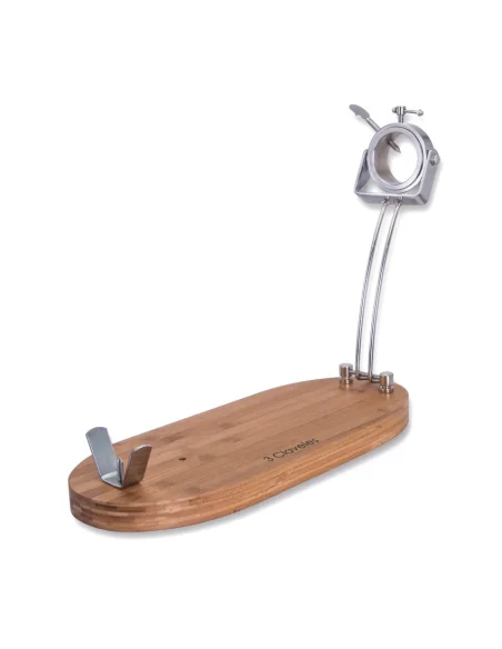 Soporte Jamonero Giratorio Plegable 3 Claveles – Bambú y Acero Inoxidable